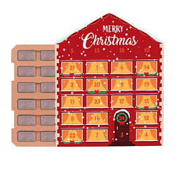 Täfelchen Adventskalender Haus ECO, Napolitain in Pergaminpapier, inkl. Druck